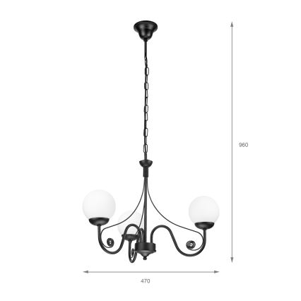 Brilagi - Пендел COTTAGE 3xG9/40W/230V черен/бял