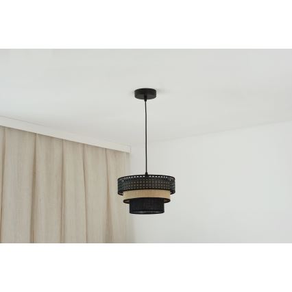 Brilagi - Пендел DAKOTA LUNETA 1xE27/15W/230V Ø 25 см черен/бежов