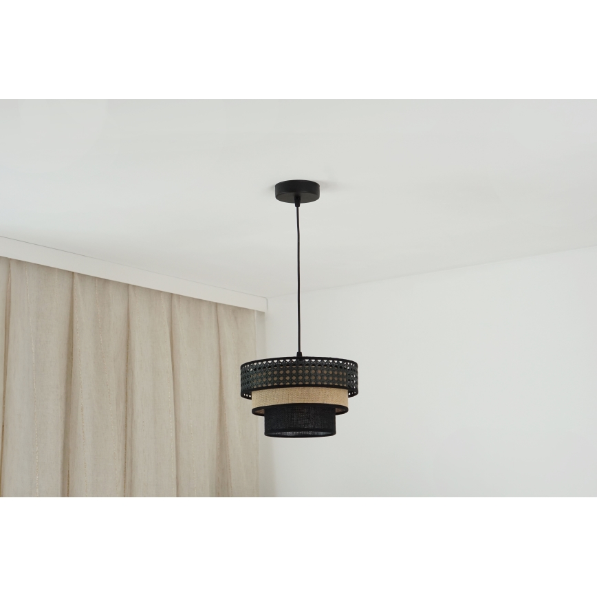 Brilagi - Пендел DAKOTA LUNETA 1xE27/15W/230V Ø 25 см черен/бежов