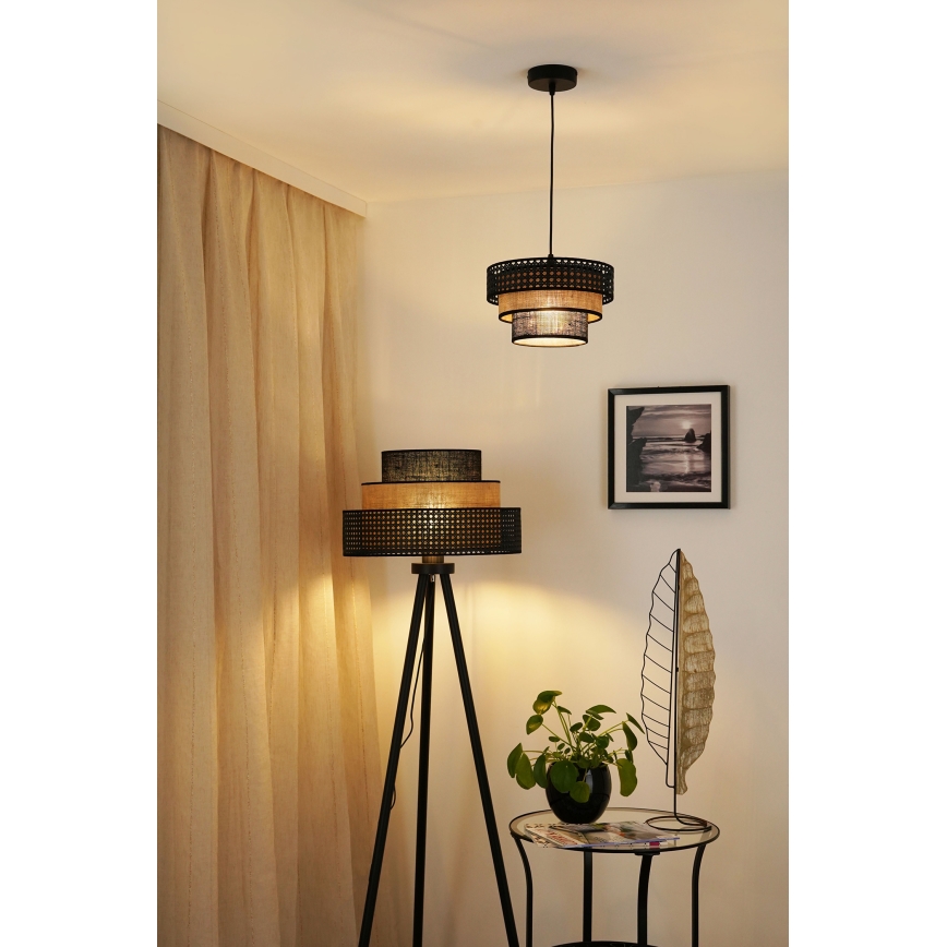 Brilagi - Пендел DAKOTA LUNETA 1xE27/15W/230V Ø 25 см черен/бежов