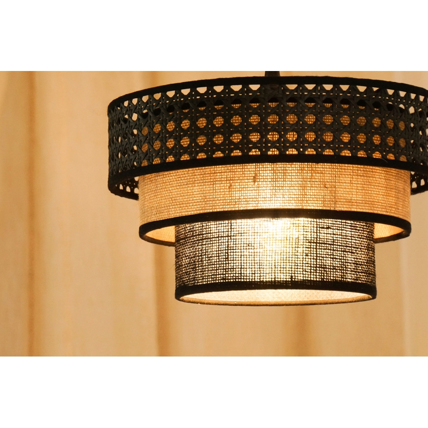 Brilagi - Пендел DAKOTA LUNETA 1xE27/15W/230V Ø 25 см черен/бежов