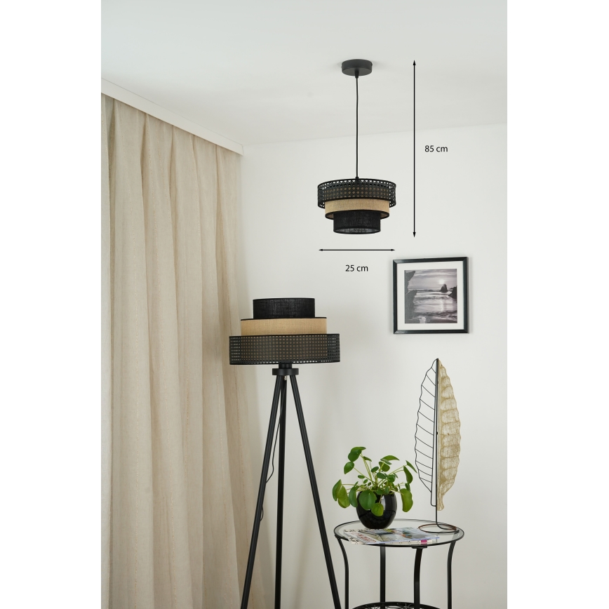Brilagi - Пендел DAKOTA LUNETA 1xE27/15W/230V Ø 25 см черен/бежов