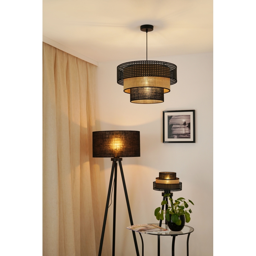 Brilagi - Пендел DAKOTA LUNETA 1xE27/15W/230V Ø 45 см черен/бежов