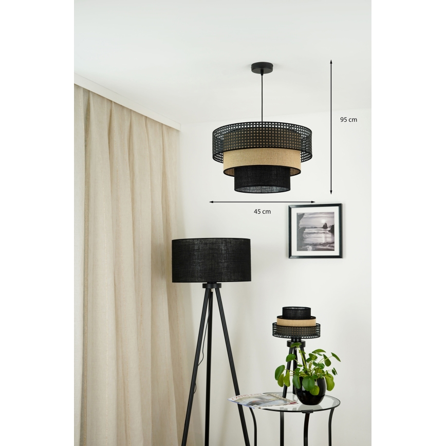Brilagi - Пендел DAKOTA LUNETA 1xE27/15W/230V Ø 45 см черен/бежов