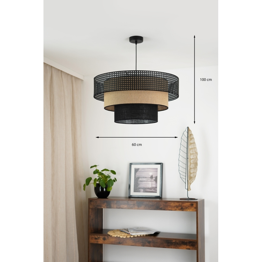 Brilagi - Пендел DAKOTA LUNETA 1xE27/15W/230V Ø 60 см черен/бежов