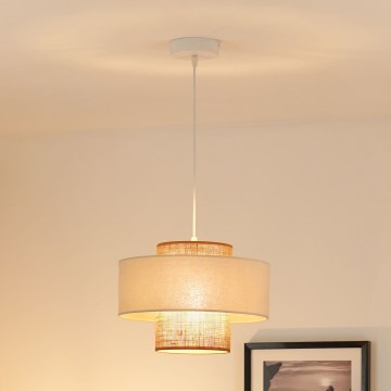 Brilagi - Пендел DALLAS 1xE27/15W/230V Ø 30 см кафяв/кремав/бял