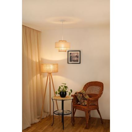 Brilagi - Пендел DALLAS 1xE27/15W/230V Ø 30 см кафяв/кремав/бял