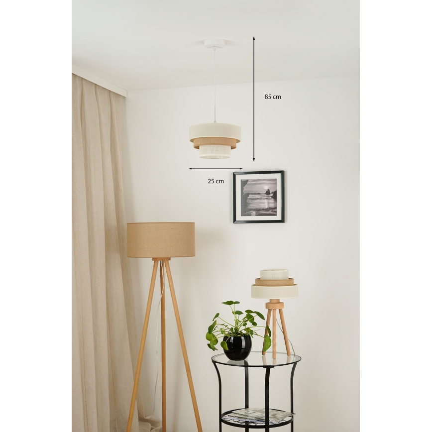 Brilagi - Пендел DENVER LUNETA 1xE27/15W/230V Ø 25 см бежов/кафяв/кремав