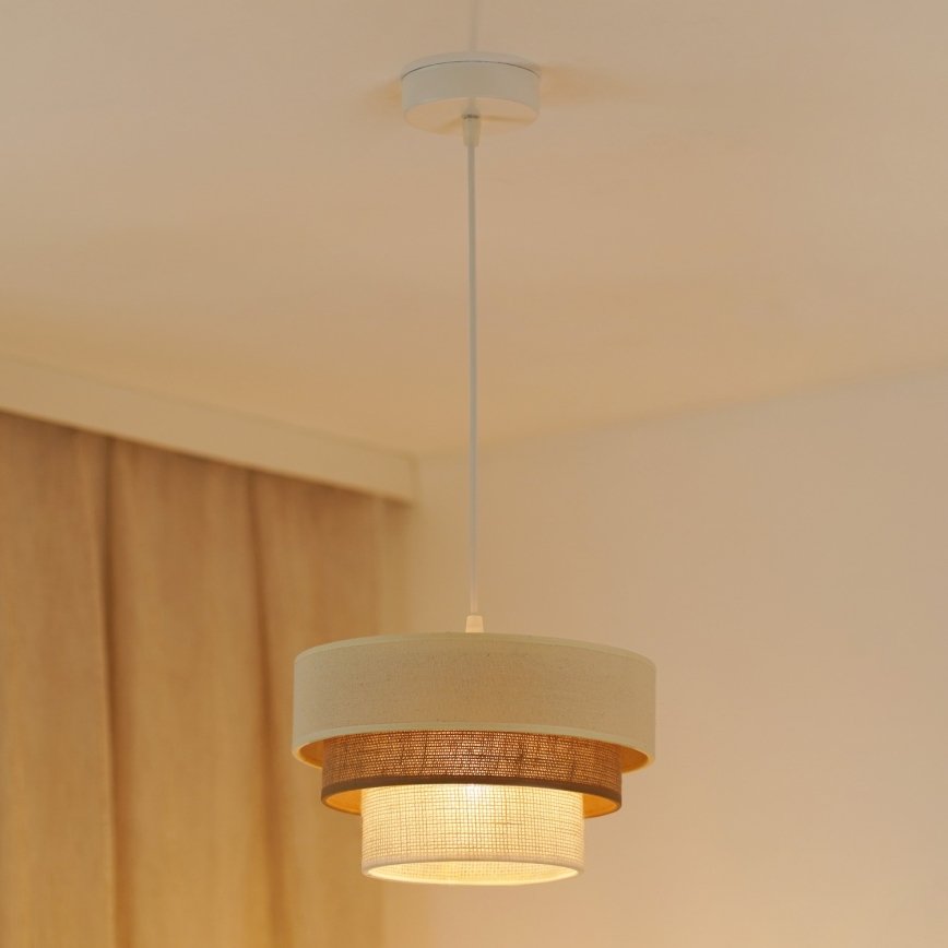 Brilagi - Пендел DENVER LUNETA 1xE27/15W/230V Ø 25 см бежов/кафяв/кремав