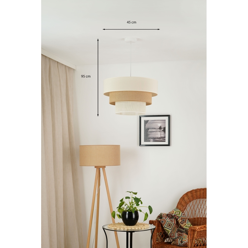 Brilagi - Пендел DENVER LUNETA 1xE27/15W/230V Ø 45 см бежов/кафяв/кремав