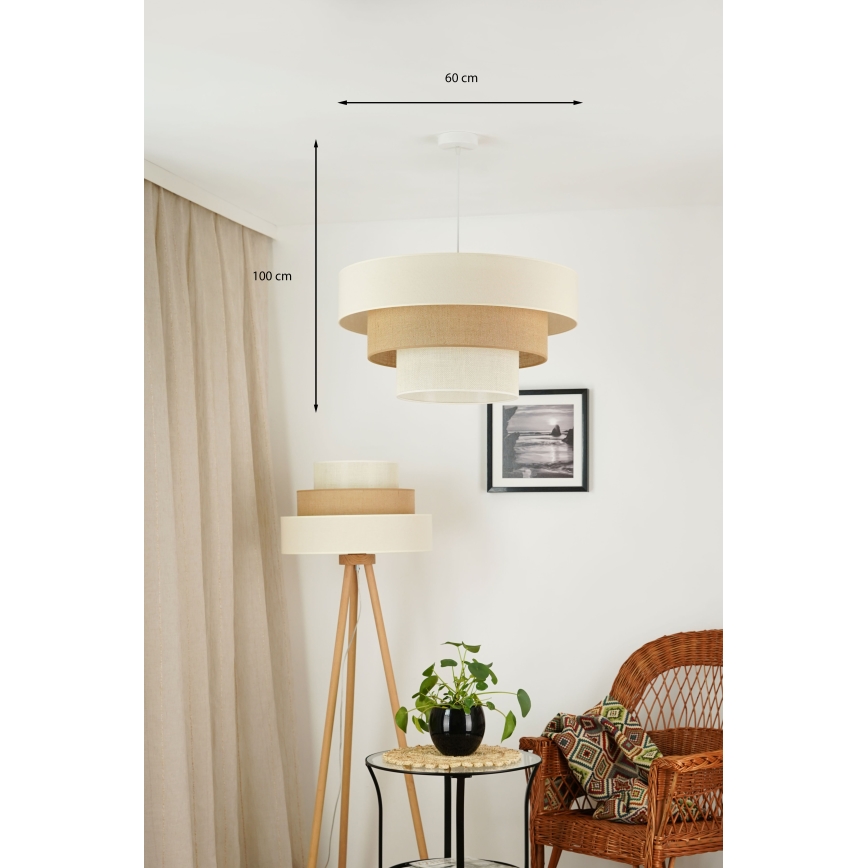 Brilagi - Пендел DENVER LUNETA 1xE27/15W/230V Ø 60 см бежов/кафяв/кремав