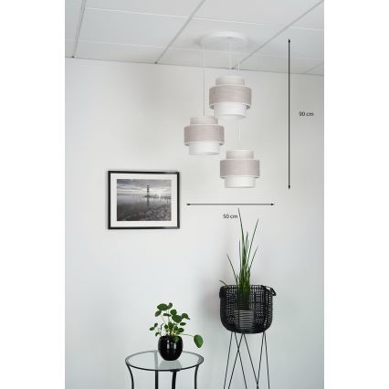 Brilagi - Пендел DOVER SPACE 3xE27/15W/230V сив/кремав