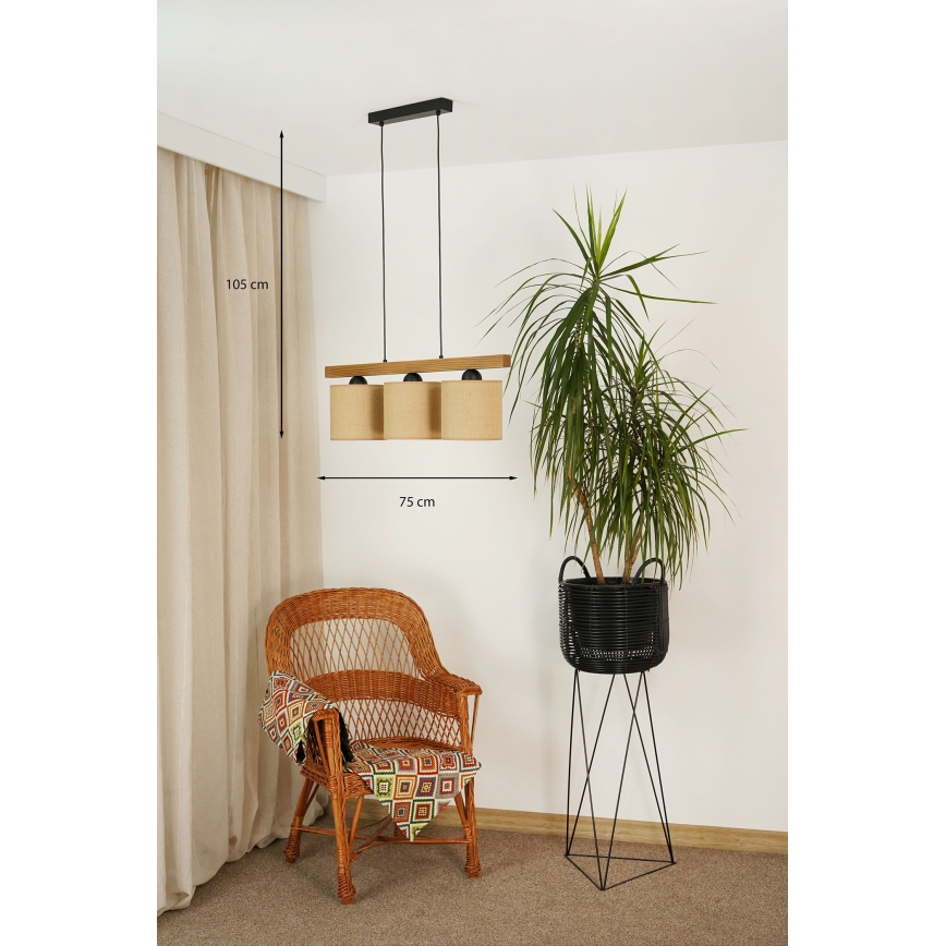 Brilagi - Пендел FOREST 3xE27/15W/230V бор/кафяв/черен