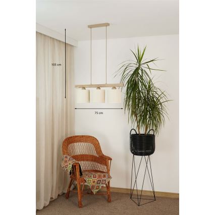 Brilagi - Пендел FOREST 3xE27/15W/230V бор/кафяв/кремав