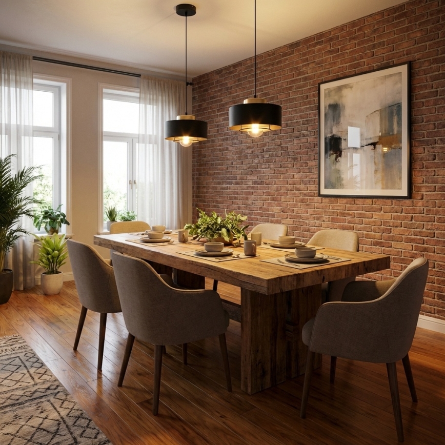 Brilagi - Пендел на кабел 1xE27/60W/230V, Ø 20 см, черен/златист