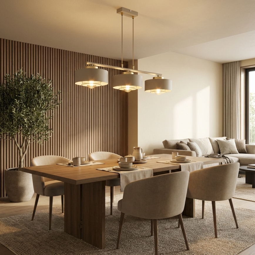 Brilagi - Пендел на кабел 3xE27/60W/230V бежова/златна