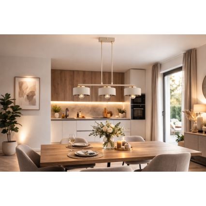 Brilagi - Пендел на кабел 3xE27/60W/230V бежова/златна