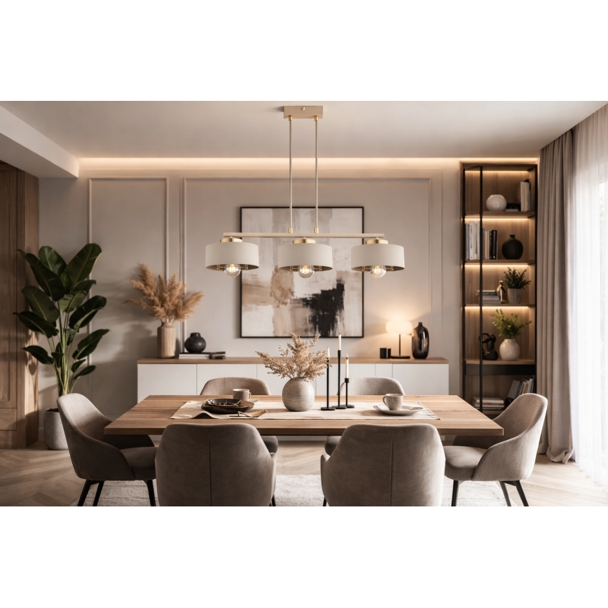 Brilagi - Пендел на кабел 3xE27/60W/230V бежова/златна