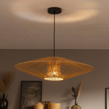 Brilagi - Пендел на кабел CERIA BOHO 1xE27/40W/230V, диаметър 70 см, черен/кафяв