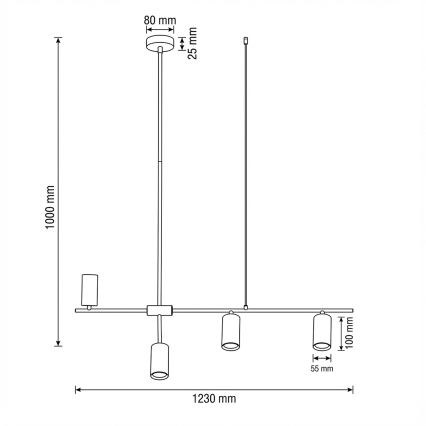 Brilagi - Пендел на кабел CRANE 4xGU10/30W/230V бежов