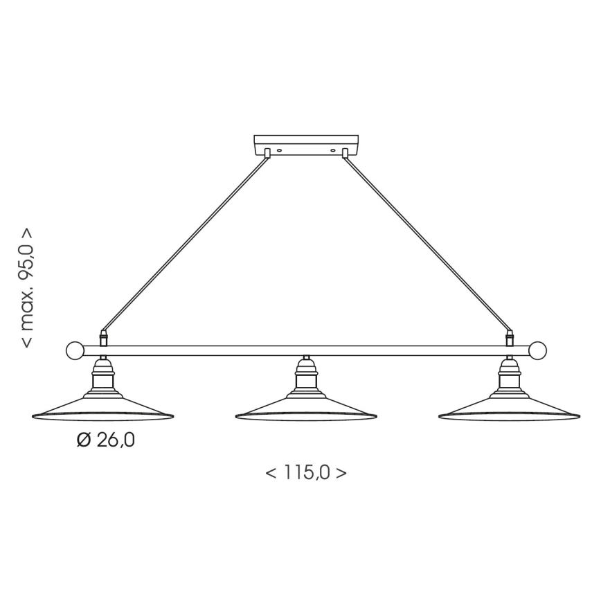 BRILAGI - Пендел на кабел FORGE 3xE27/60W/230V меден/патина