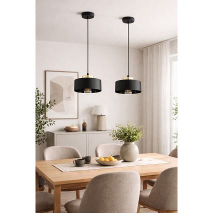 Brilagi - Пендел на кабел SPRING 1xE27/60W/230V, Ø 20 см, черен/златист