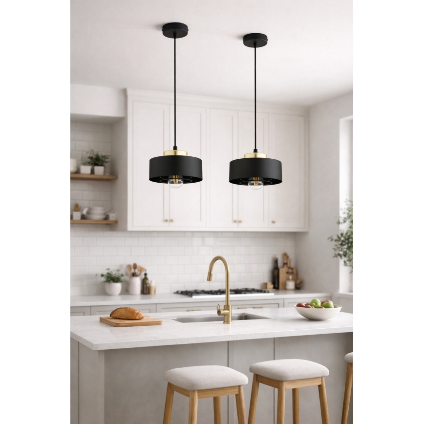 Brilagi - Пендел на кабел SPRING 1xE27/60W/230V, Ø 20 см, черен/златист