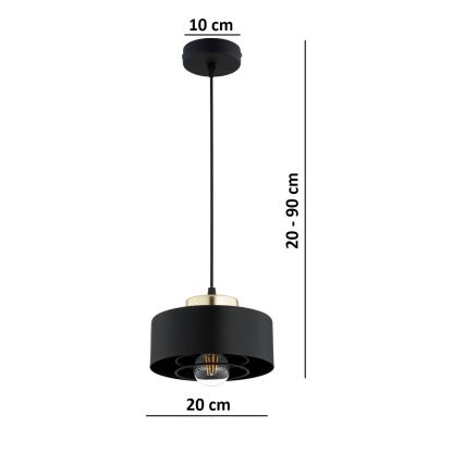 Brilagi - Пендел на кабел SPRING 1xE27/60W/230V, Ø 20 см, черен/златист