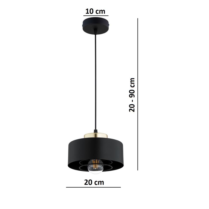 Brilagi - Пендел на кабел SPRING 1xE27/60W/230V, Ø 20 см, черен/златист