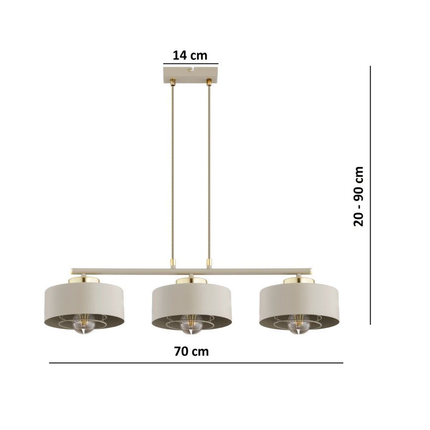 Brilagi - Пендел на кабел SPRING 3xE27/60W/230V бежова/златна