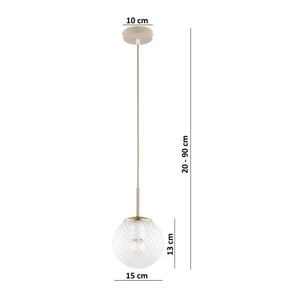 Brilagi - Пендел на кабел STELLA 1xE27/60W/230V Ø 15 см бежов/златист