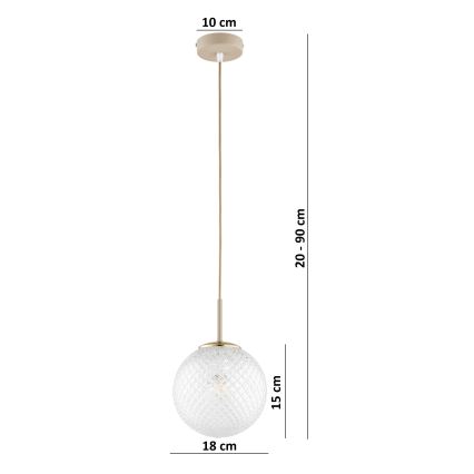 Brilagi - Пендел на кабел STELLA 1xE27/60W/230V Ø 18 см, бежов/златист