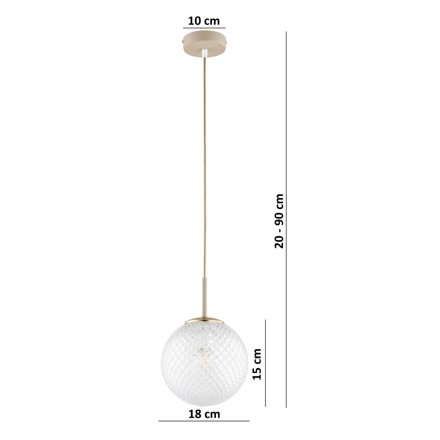 Brilagi - Пендел на кабел STELLA 1xE27/60W/230V Ø 18 см, бежов/златист