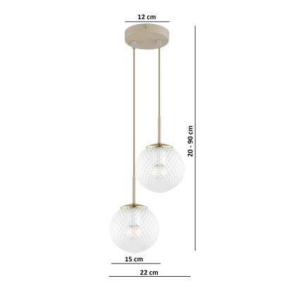 Brilagi - Пендел на кабел STELLA 2xE27/60W/230V бежов/златен