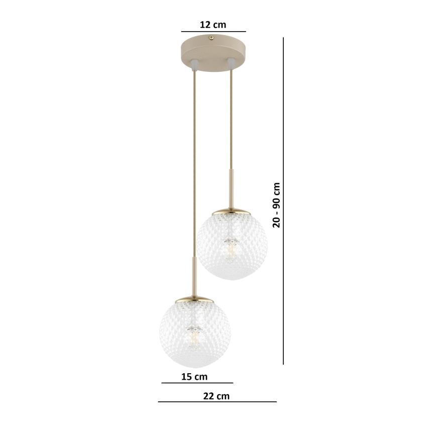 Brilagi - Пендел на кабел STELLA 2xE27/60W/230V бежов/златен