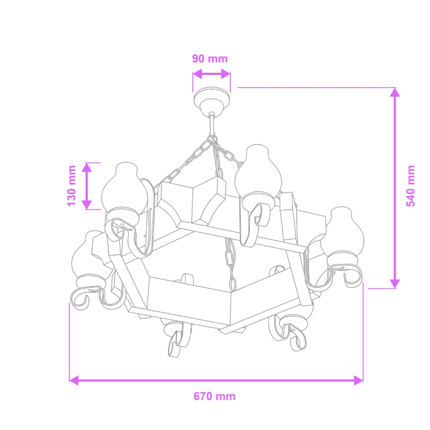 Brilagi - Пендел QUEEN 6xE14/40W/230V бук