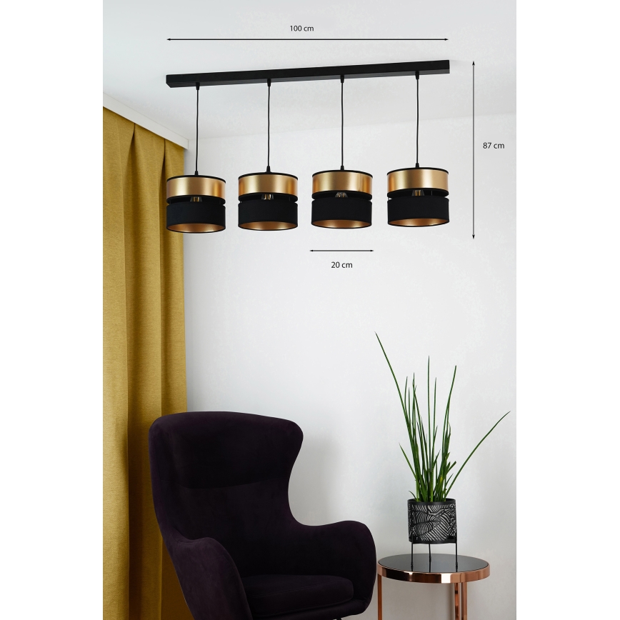 Brilagi - Пендел ROYAL 4xE27/15W/230V черен/златист