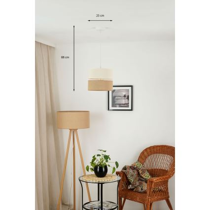 Brilagi - Пендел ROYAL YUTE 1xE27/15W/230V Ø 25 см бежов/кремав