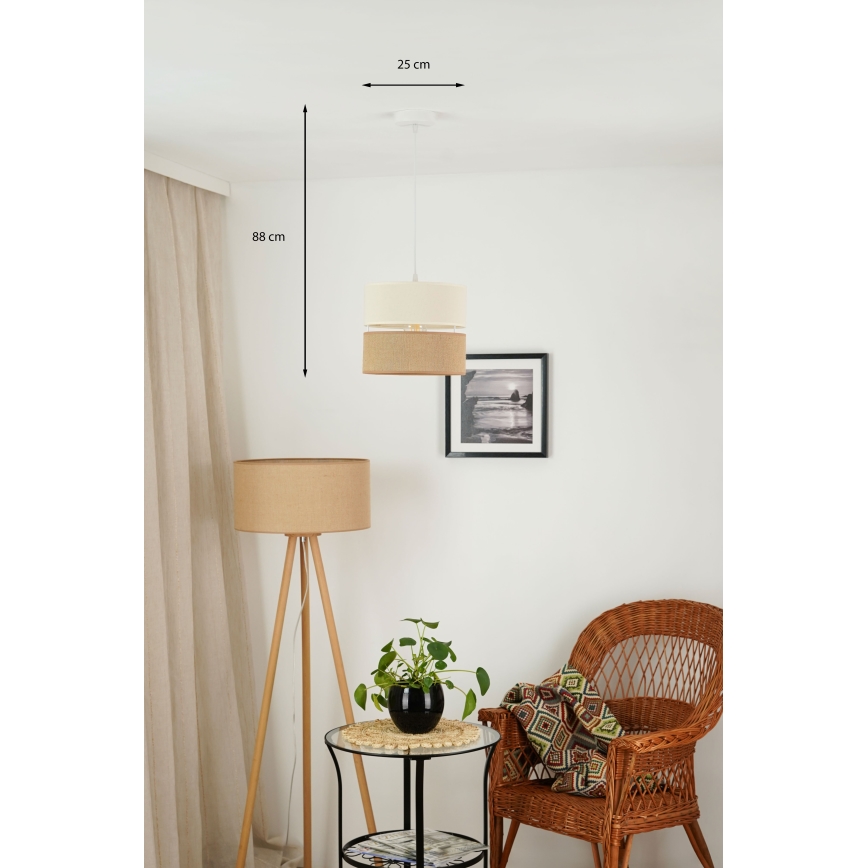 Brilagi - Пендел ROYAL YUTE 1xE27/15W/230V Ø 25 см бежов/кремав