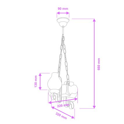 Brilagi - Пендел RUSTIC 2xE14/40W/230V бук/орех