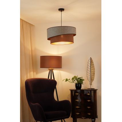 Brilagi - Пендел VEGAS SHINE 1xE27/15W/230V Ø 50 см сив/кафяв
