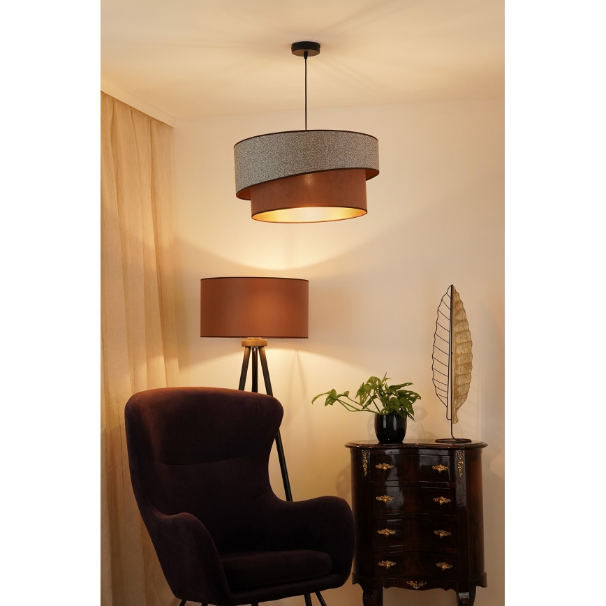Brilagi - Пендел VEGAS SHINE 1xE27/15W/230V Ø 50 см сив/кафяв