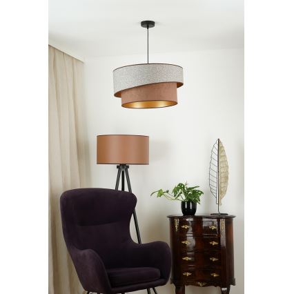 Brilagi - Пендел VEGAS SHINE 1xE27/15W/230V Ø 50 см сив/кафяв
