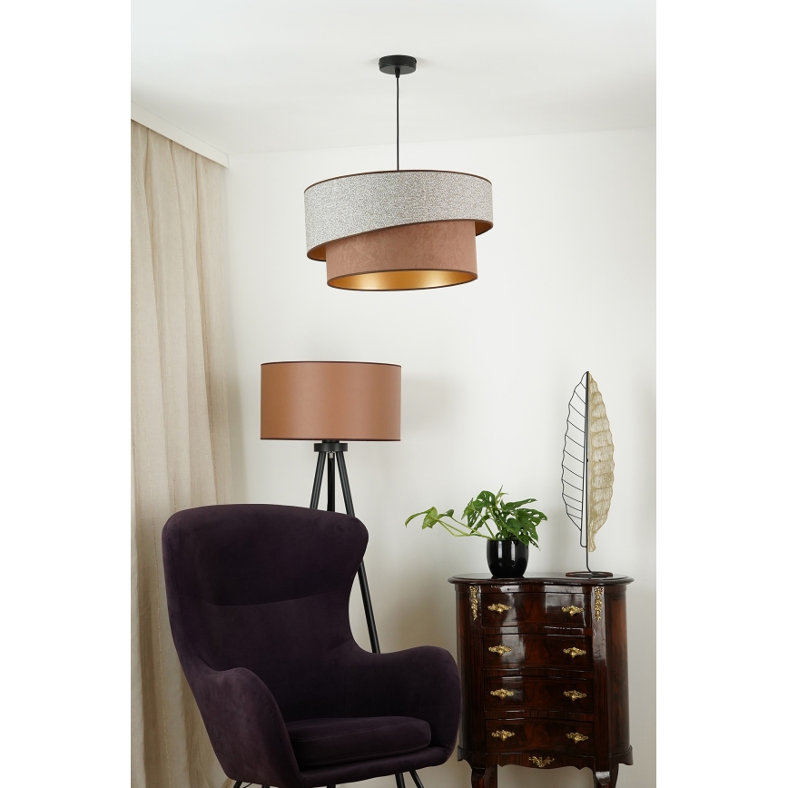 Brilagi - Пендел VEGAS SHINE 1xE27/15W/230V Ø 50 см сив/кафяв