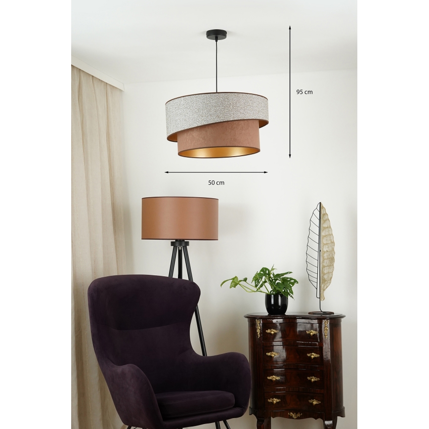 Brilagi - Пендел VEGAS SHINE 1xE27/15W/230V Ø 50 см сив/кафяв