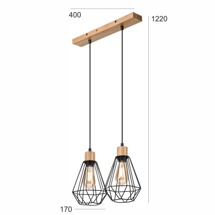 Brilagi - Пендел WOODY BASKET 2xE27/60W/230V дъб
