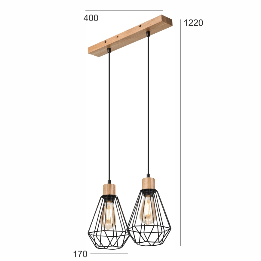 Brilagi - Пендел WOODY BASKET 2xE27/60W/230V дъб