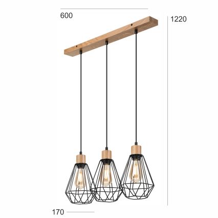 Brilagi - Пендел WOODY BASKET 3xE27/60W/230V дъб