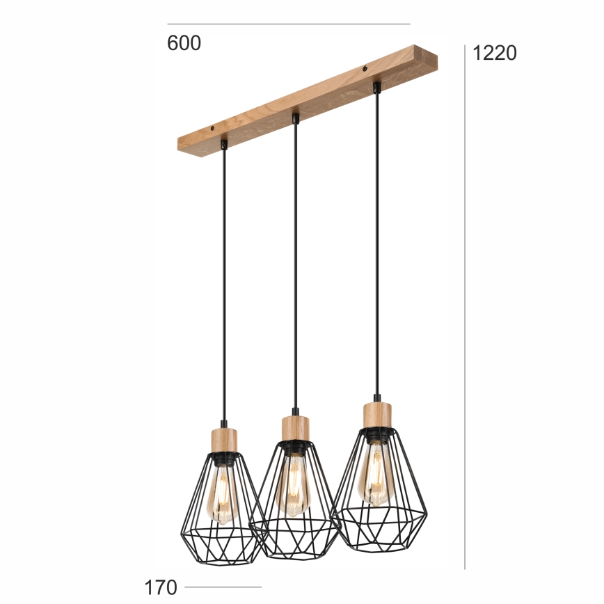 Brilagi - Пендел WOODY BASKET 3xE27/60W/230V дъб