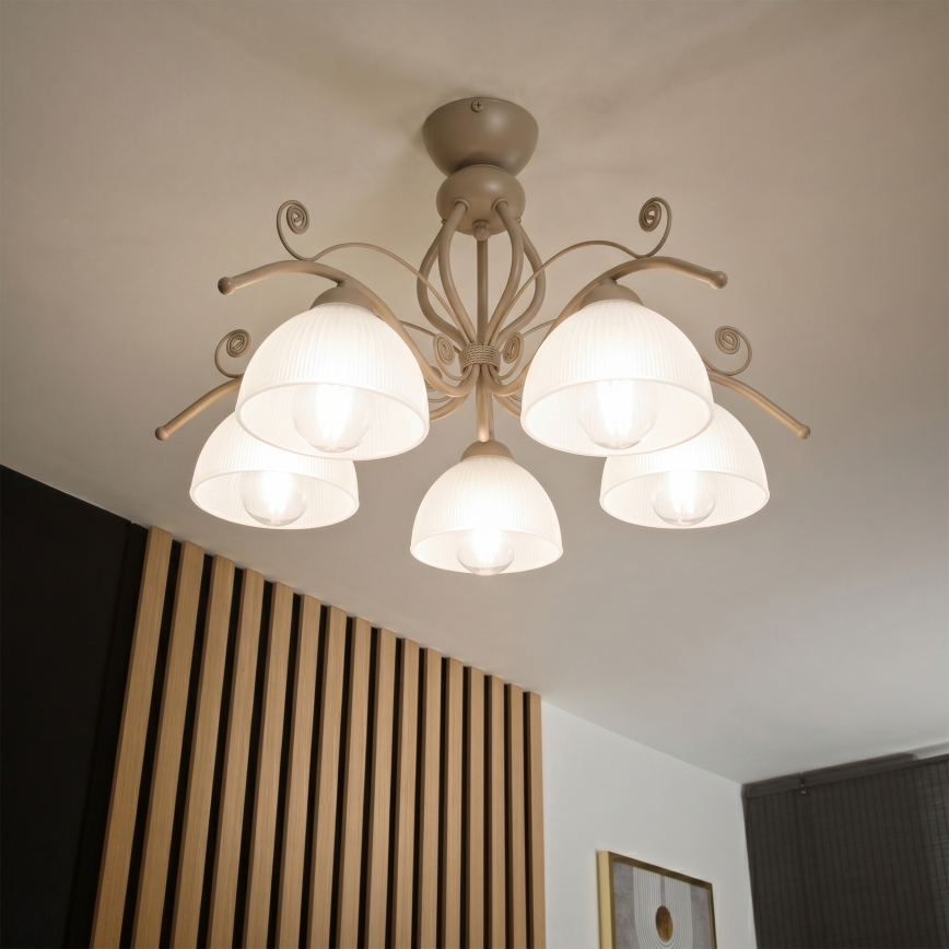 BRILAGI - Плафон ANTICO MODERN 5xE27/60W/230V бежов